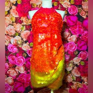 Ronny Kobo Jo Sequin Halterneck Minidress